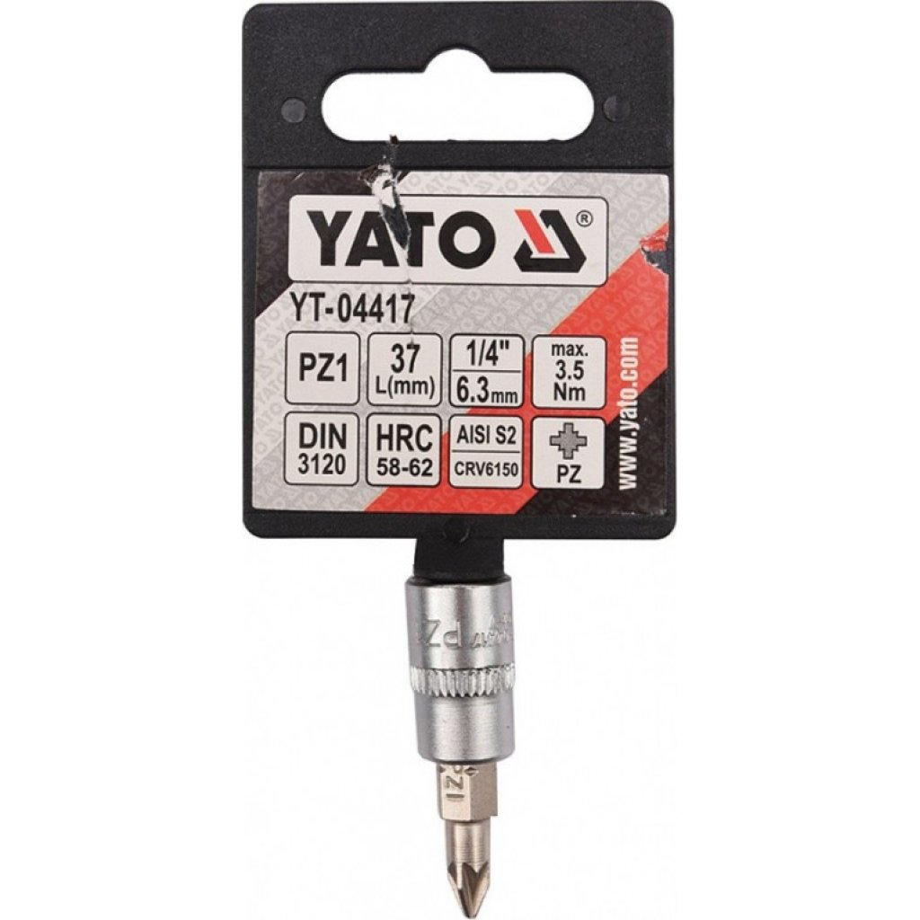 Hlavice s bitem KŘÍŽOVÁ 1/4" PZ1 Yato - YT-04417