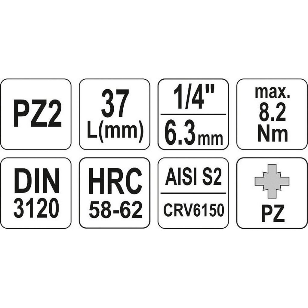 Hlavice s bitem KŘÍŽOVÁ 1/4" PZ2 Yato - YT-04418