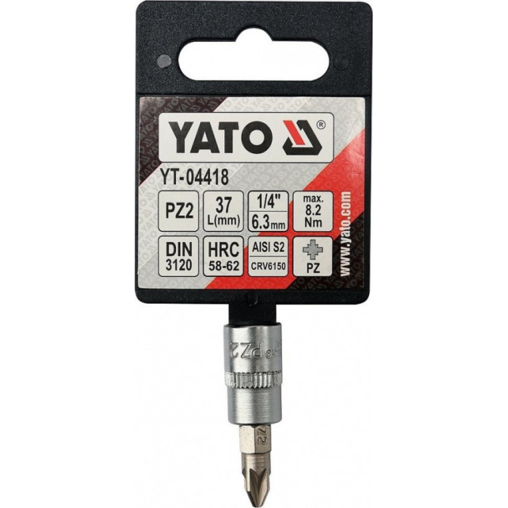 Hlavice s bitem KŘÍŽOVÁ 1/4" PZ2 Yato - YT-04418