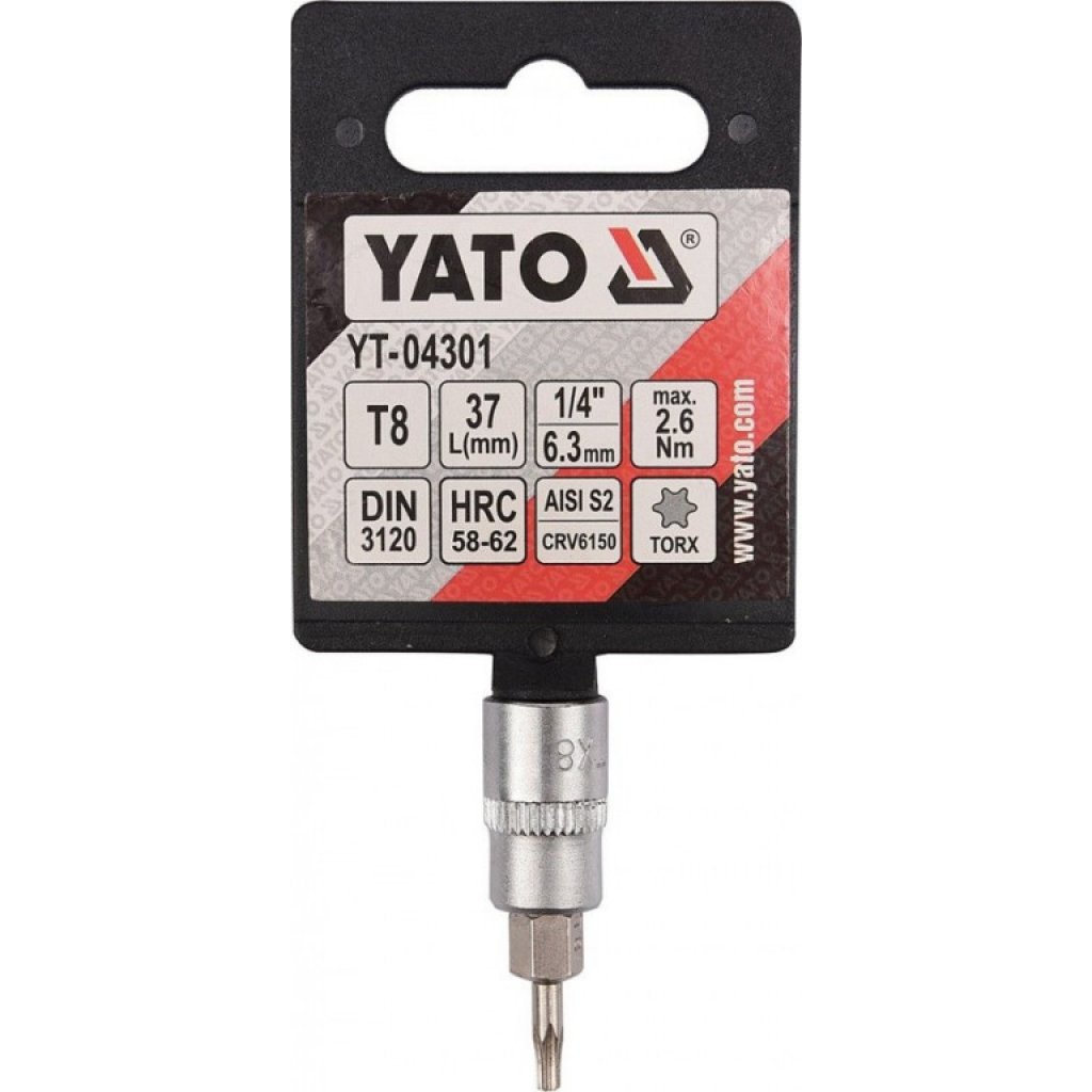 Hlavice s bitem TORX 1/4" T8 YATO - YT-04301