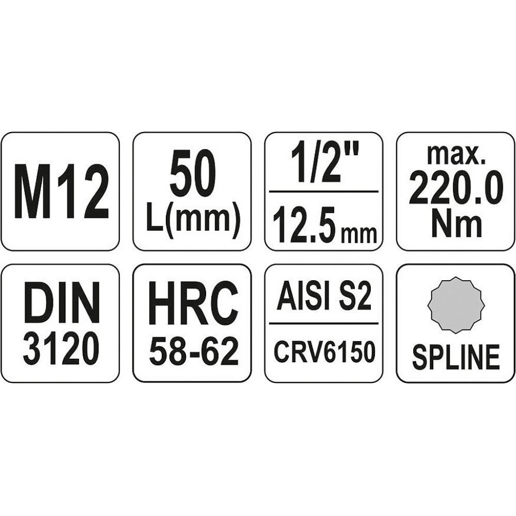 Hlavice s bitem XZN 1/2" M12 YATO - YT-04344