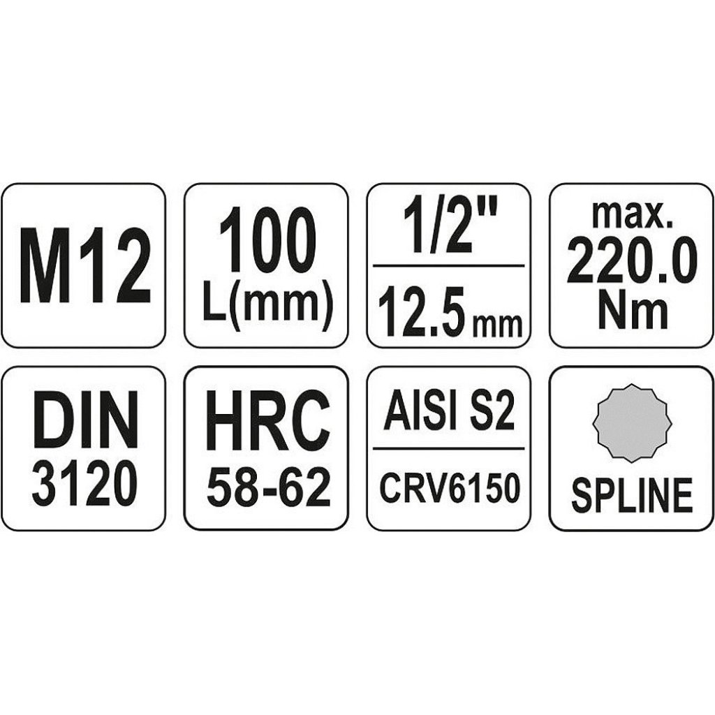 Hlavice s bitem XZN 1/2" M12 YATO - YT-04354