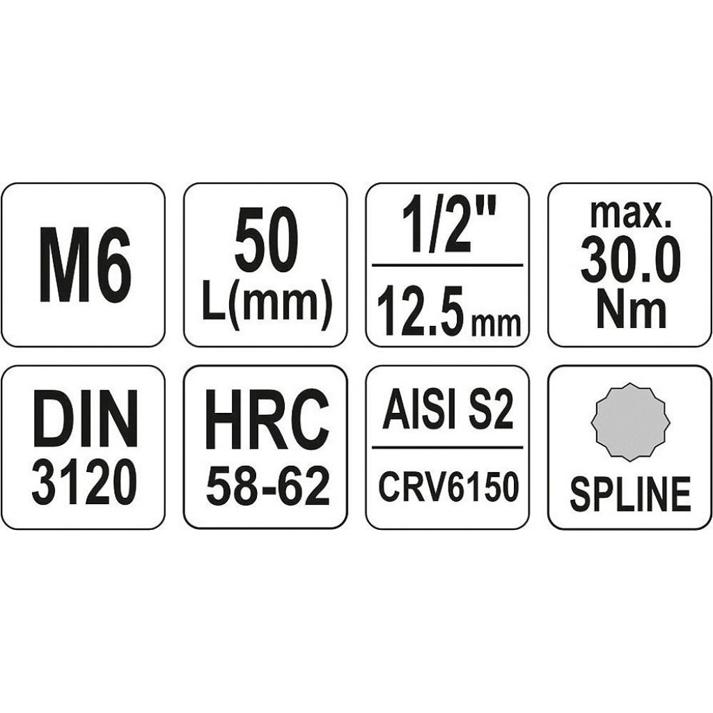 Hlavice s bitem XZN 1/2" M6 YATO - YT-04341