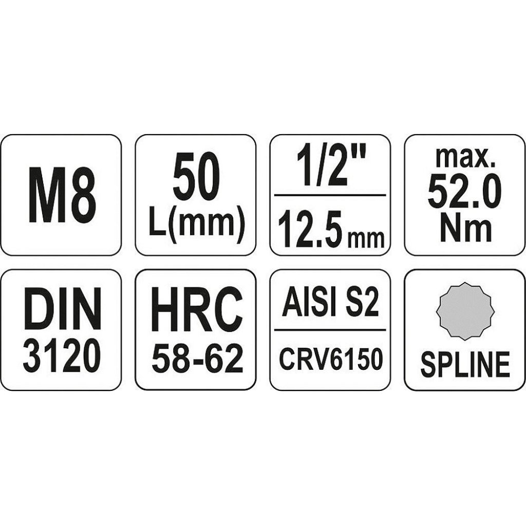 Hlavice s bitem XZN 1/2" M8 YATO - YT-04342