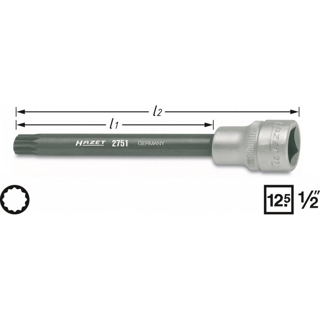 Hlavice s bitem XZN M10 1/2" Hazet 2751 - HA017508