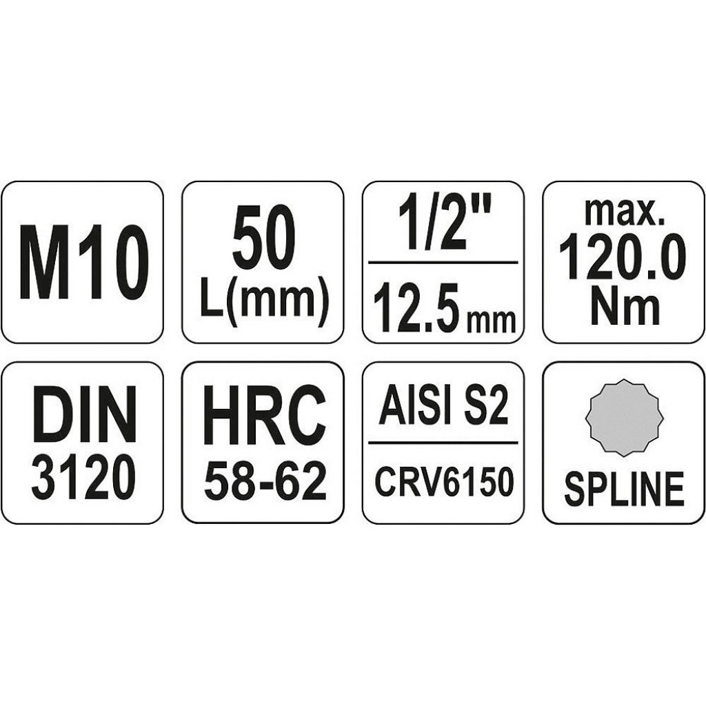 Hlavice s bity XZN 1/2" M10 YATO - YT-04343