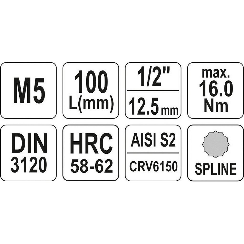 Hlavice s bity XZN 1/2" M5 YATO - YT-04350