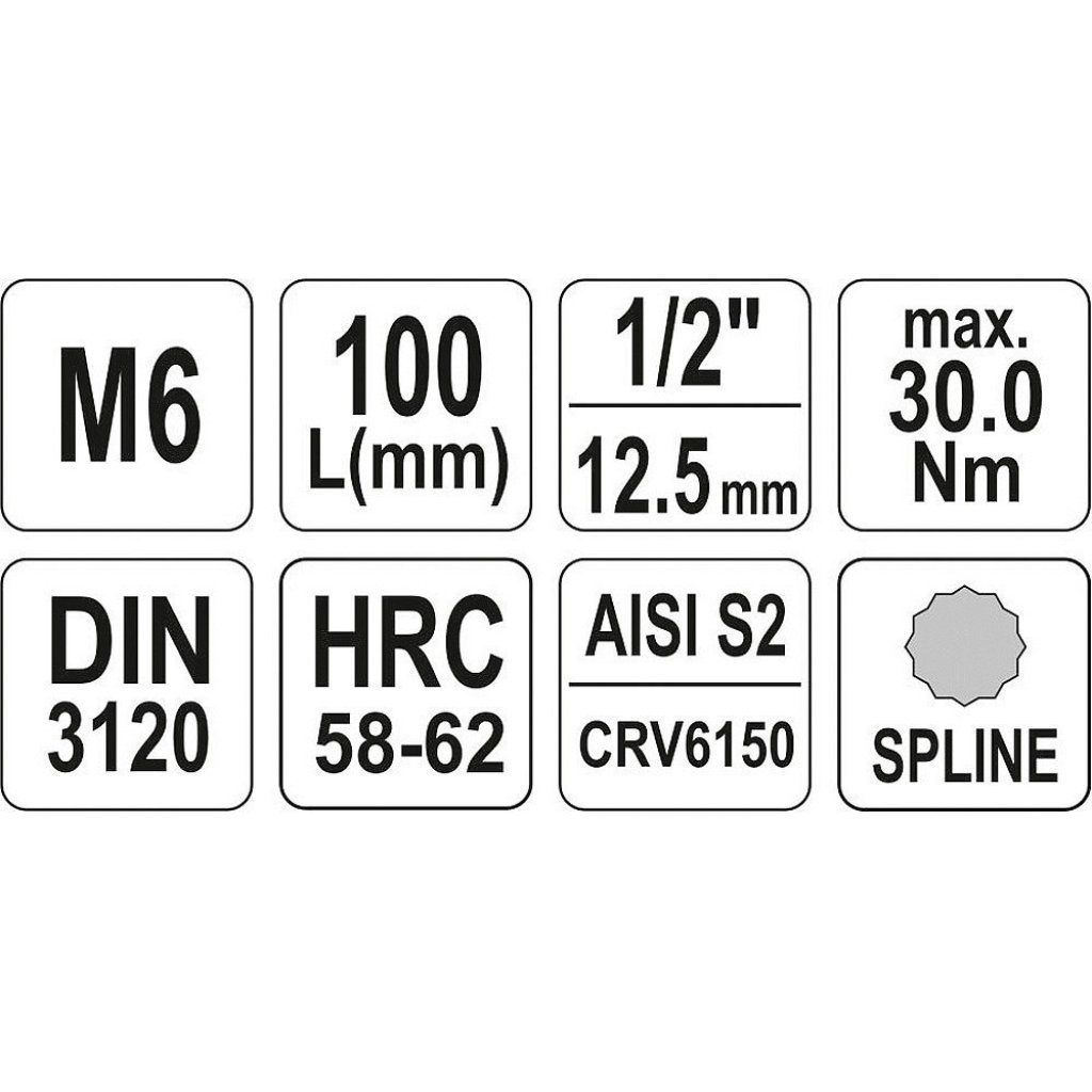 Hlavice s bity XZN 1/2" M6 YATO - YT-04351