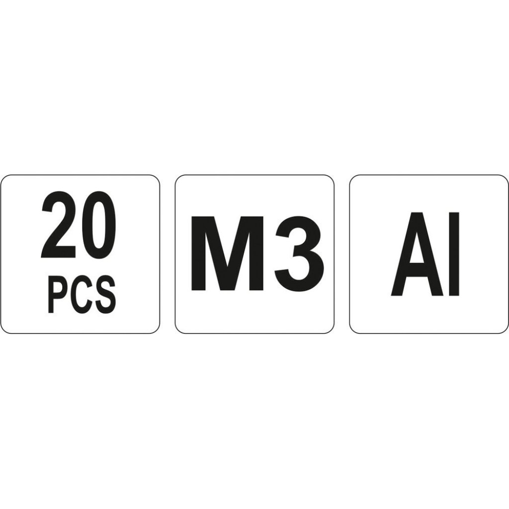 Hliníkové nýtovací matice M3, 20ks - YT-36451