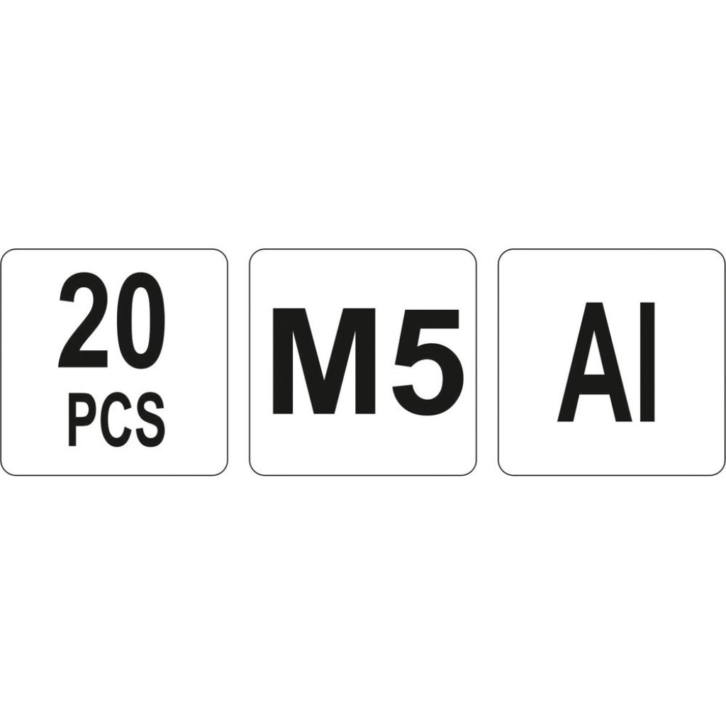 Hliníkové nýtovací matice M5, 20ks - YT-36453