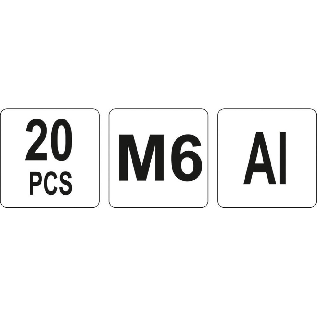 Hliníkové nýtovací matice M6, 20ks - YT-36454
