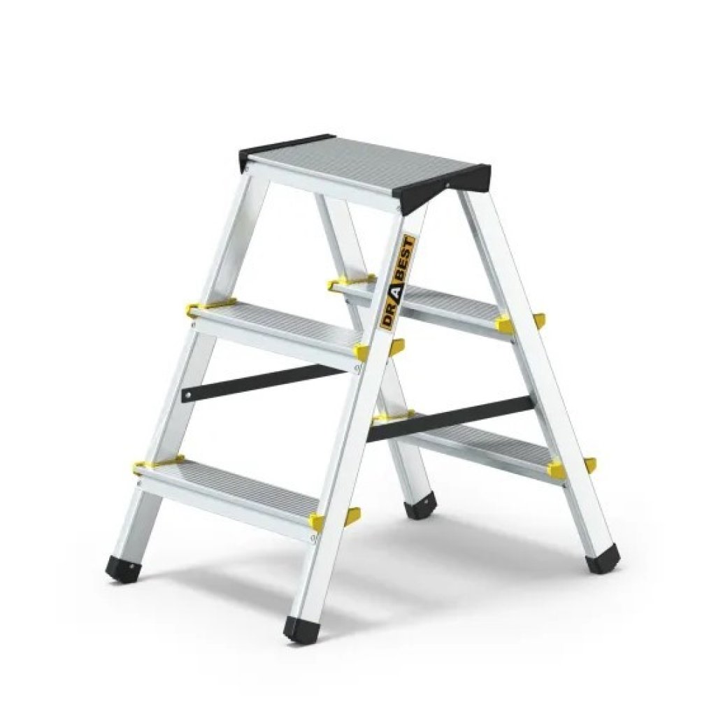 Hliníkové schůdky oboustranné, 2x3 stupně, 2,2 m, max. zátěž 150 kg