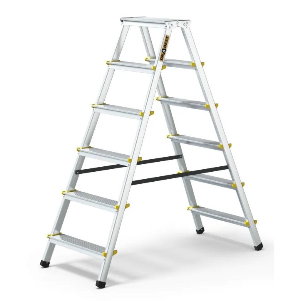 Hliníkové štafle oboustranné, 2x6 stupňů, 2,83 m, max. zátěž 150 kg