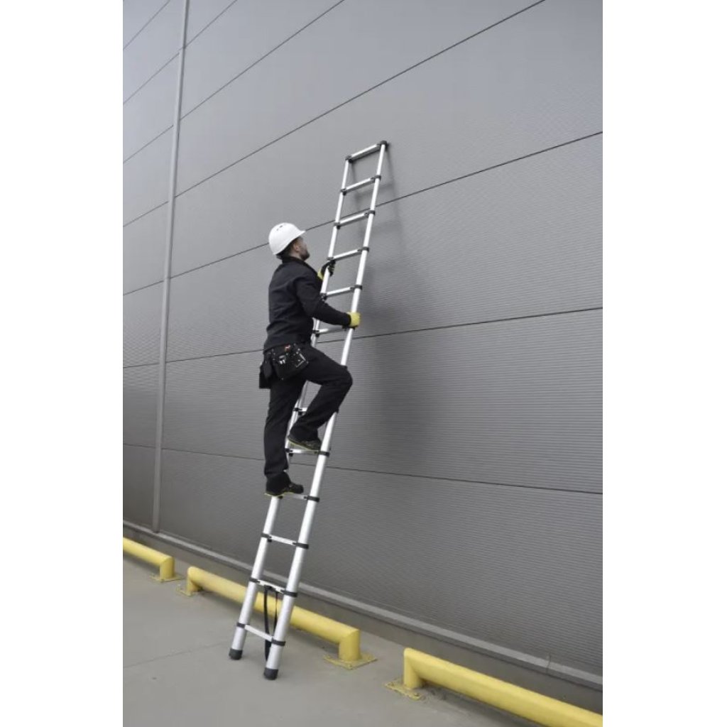 Hliníkový teleskopický žebřík, 13 stupňů, 3,8 m, max. zátěž 125 kg