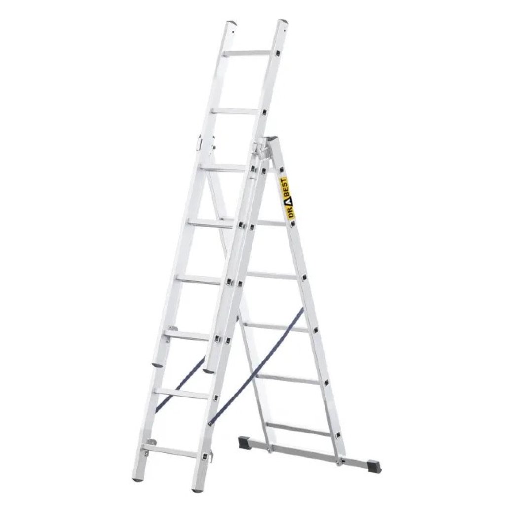 Hliníkový trojdílný žebřík, 3x6 stupňů, 2,97 m, max. zátěž 150 kg