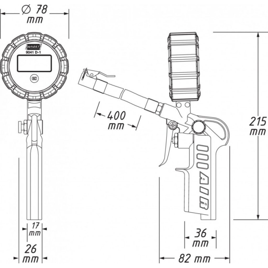 Hustič pneu s digitálním manometrem 9041D-1 HAZET - HA212378