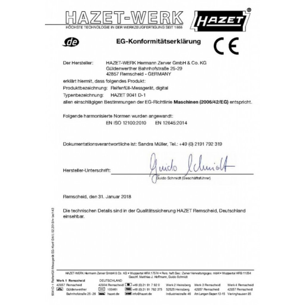 Hustič pneu s digitálním manometrem 9041D-1 HAZET - HA212378