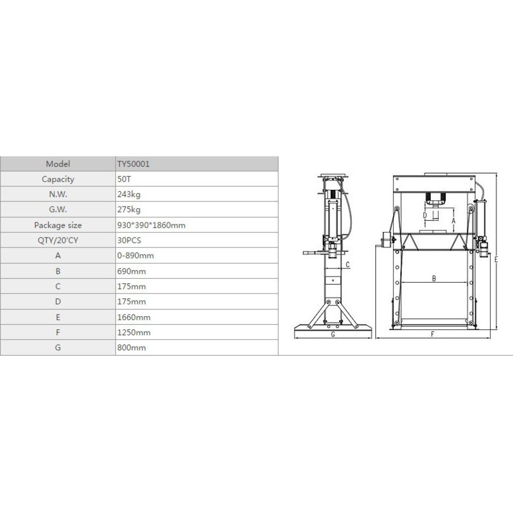 Hydraulický lis 50t - TY50001
