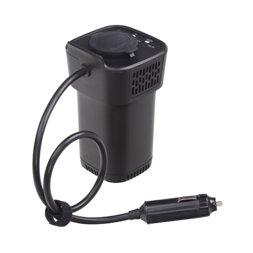 Interiérový měnič napětí z 12/230V/USB 150W do držáku nápojů
