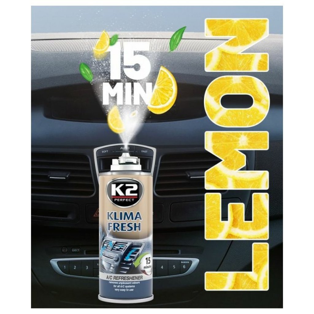 K2 KLIMA FRESH 150 ml LEMON - osvěžuje vzduch interiéru vozu, K222