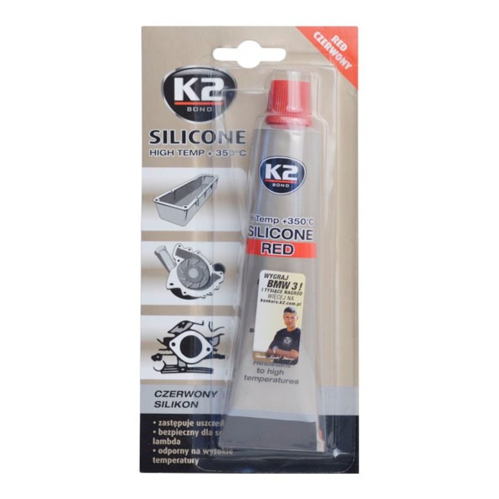 K2 SILICONE RED 85 g - silikon pro utěsnění části motoru při montáži, B2400