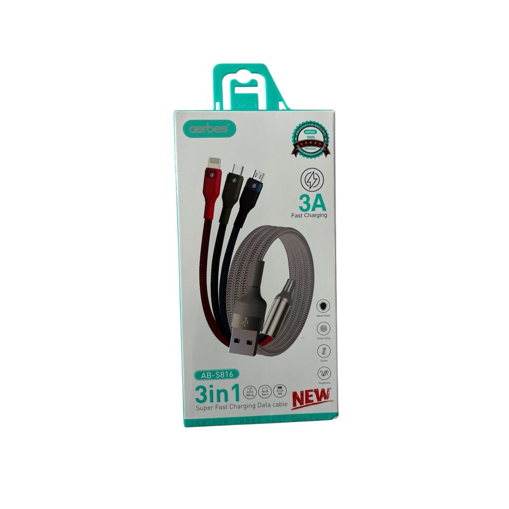 Kabel USB 3A 3v1 s konektory Apple, microUSB, USB-C 11614