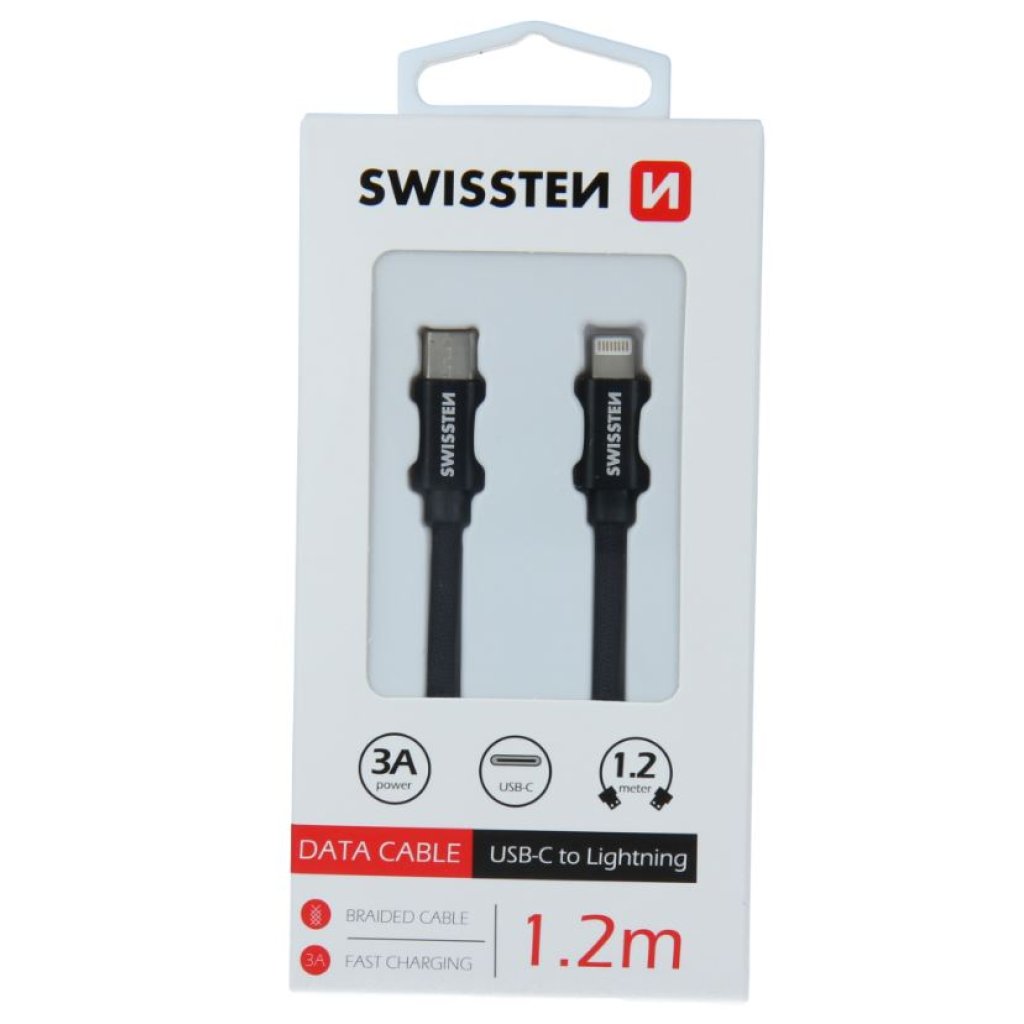 Kabel USB-C / Lightning, 1,2 m, SWISSTEN černý, 45585