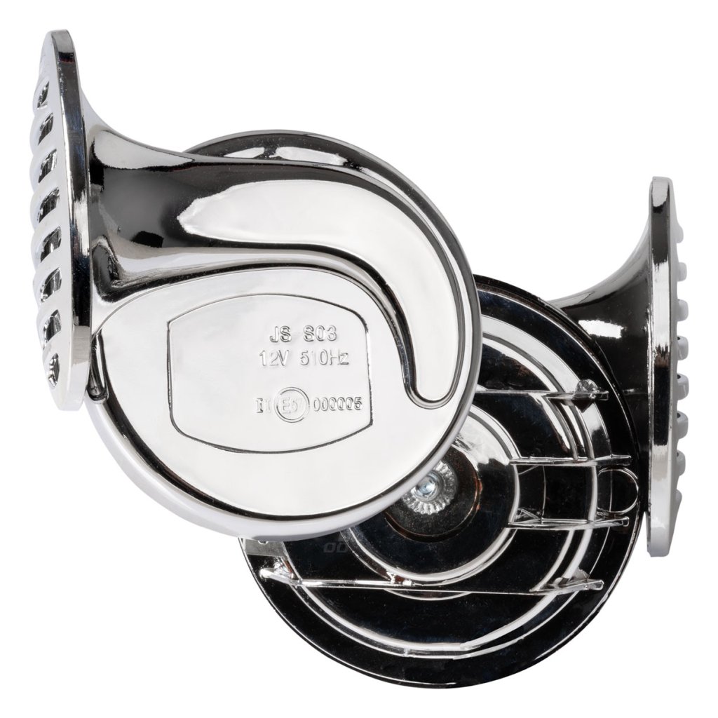 Klakson šnek 12V elektromagnetický chrom 2ks, 01715