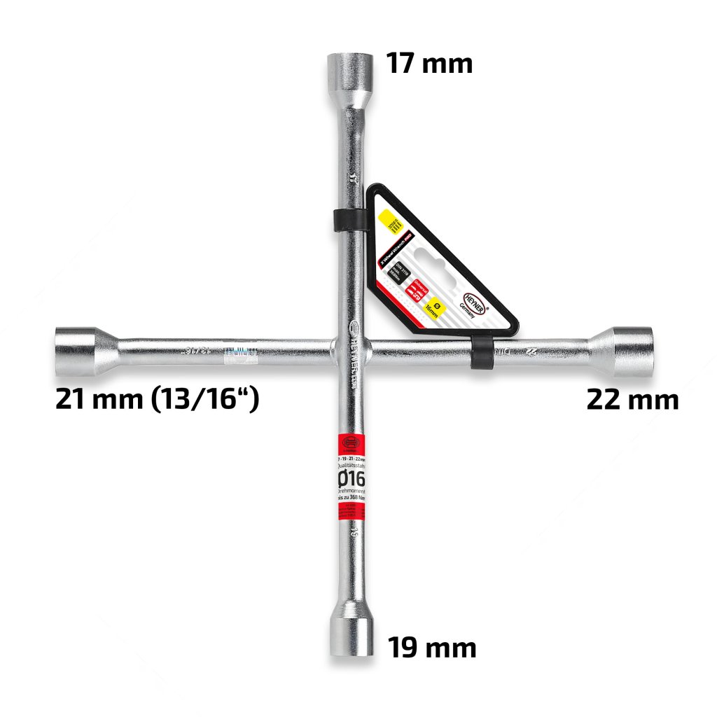 Klíč na kola křížový HEYNER 17-19-21 (13/16")-22mm X-Wheel Wrench PRO, 420000