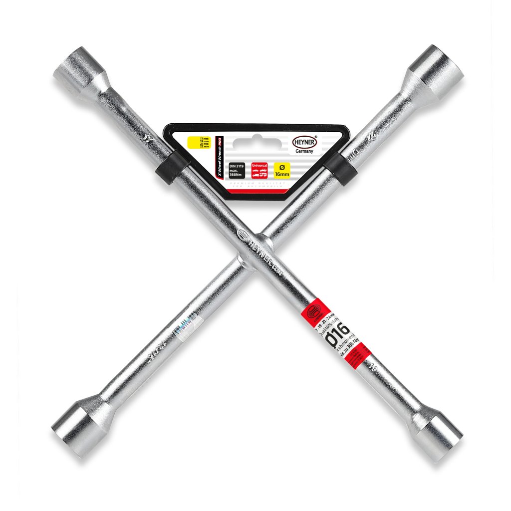 Klíč na kola křížový HEYNER 17-19-21 (13/16")-22mm X-Wheel Wrench PRO, 420000