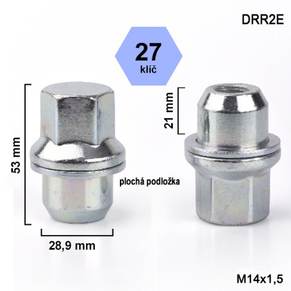 Kolová matice M14x1,5 zavřená original Range Rover, klíč 27 (DRR2E) výška 53mm