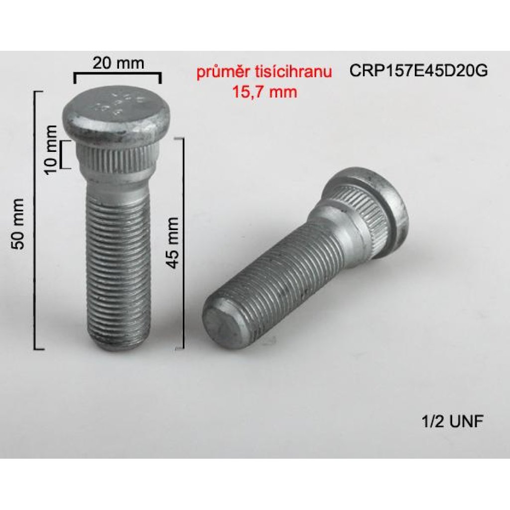 Kolový svorník 1/2 UNF 45mm tisícihran průměr 15,7mm (CRP157E45D20G)(PR22/P)