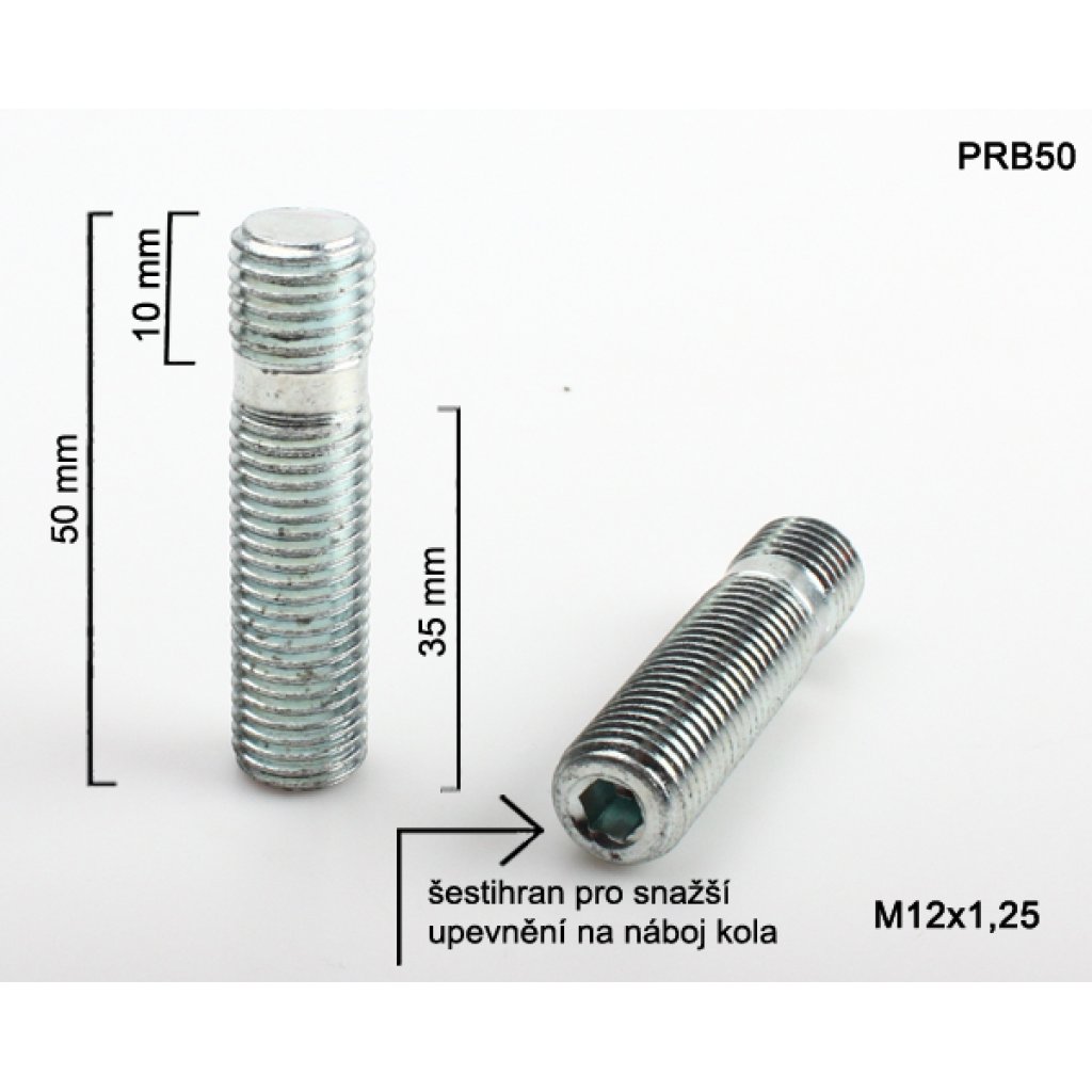 Kolový svorník M12x1,25x35/10 oboustranný závit (PRB50) celková délka 50mm