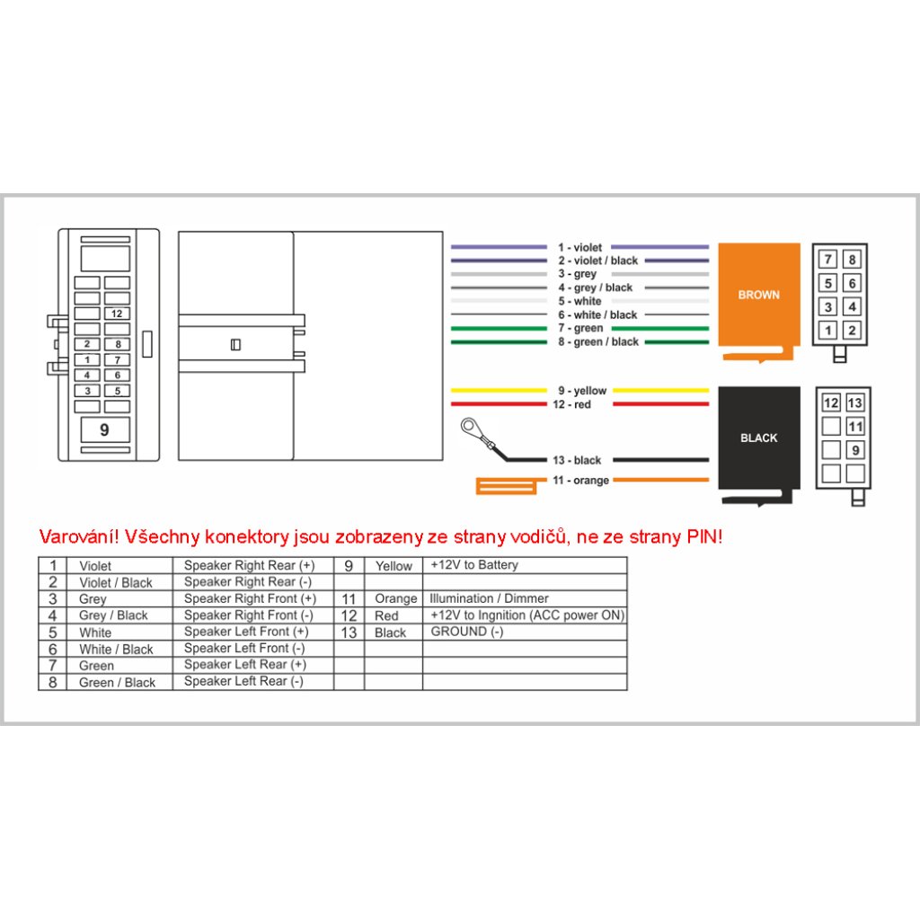 Konektor ISO Subaru 07-, Nissan 07-, Opel 2014-, Renault Twingo 09/2014-
