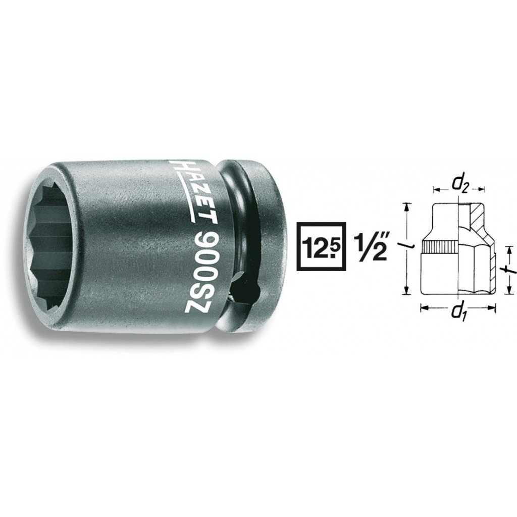 Kovaný vnitřní nástrčný klíč 1/2" dvanáctihranný 12mm HAZET 900SZ-12 - HA061785