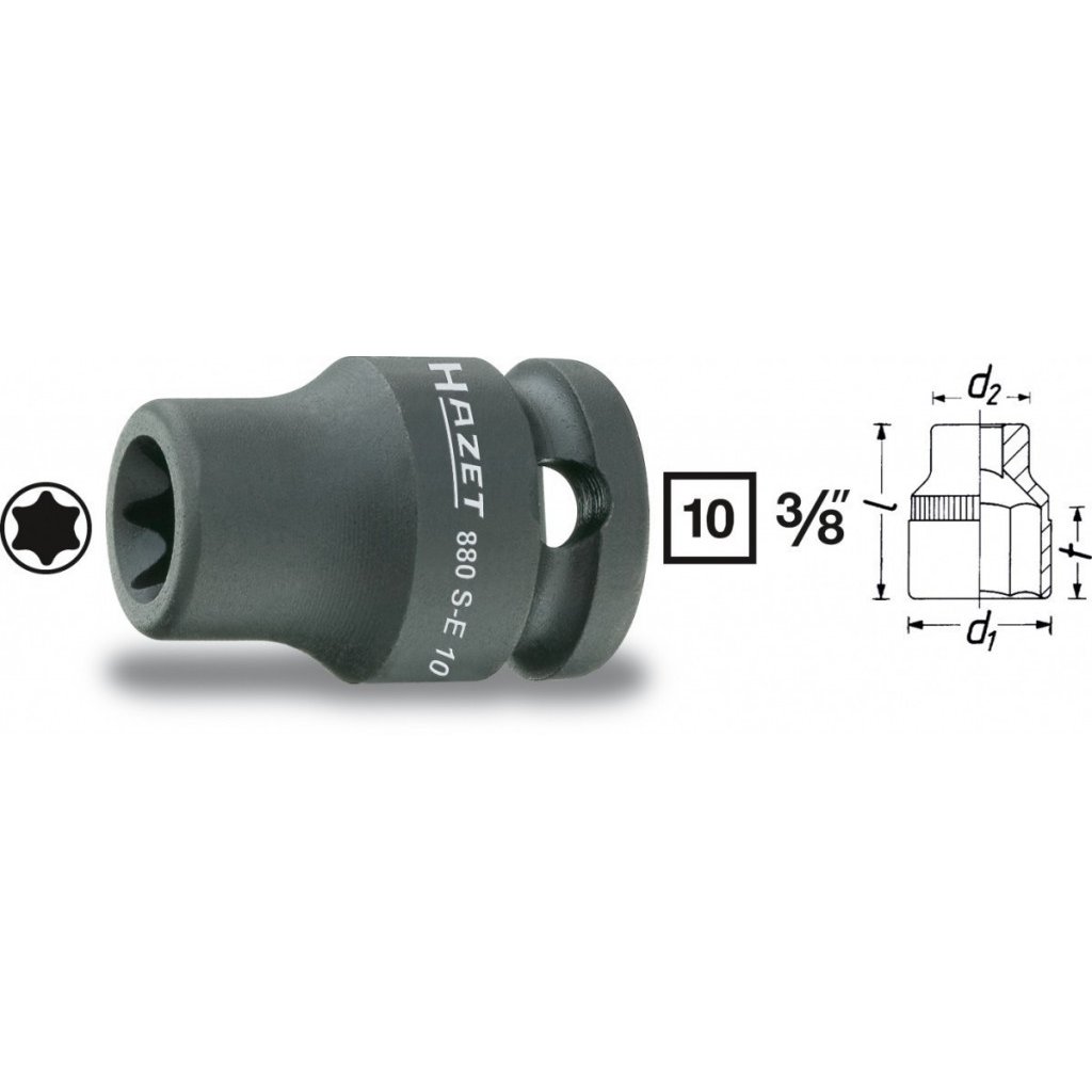 Kovaný vnitřní nástrčný klíč 3/8" TORX® E10 HAZET 880S-E10 - HA041237