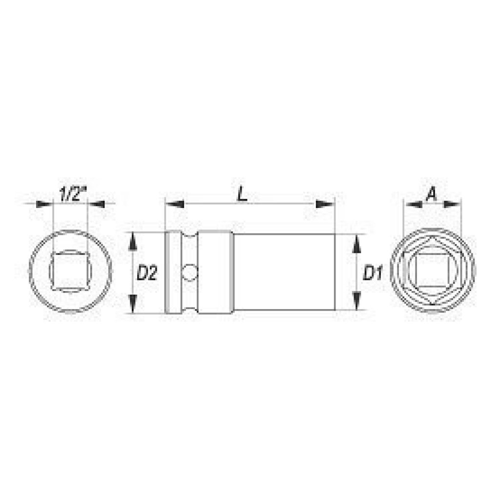 Kovaný vnitřní nástrčný klíč hluboký 3/4" šestihranný 38 mm CrMo YATO - YT-1138