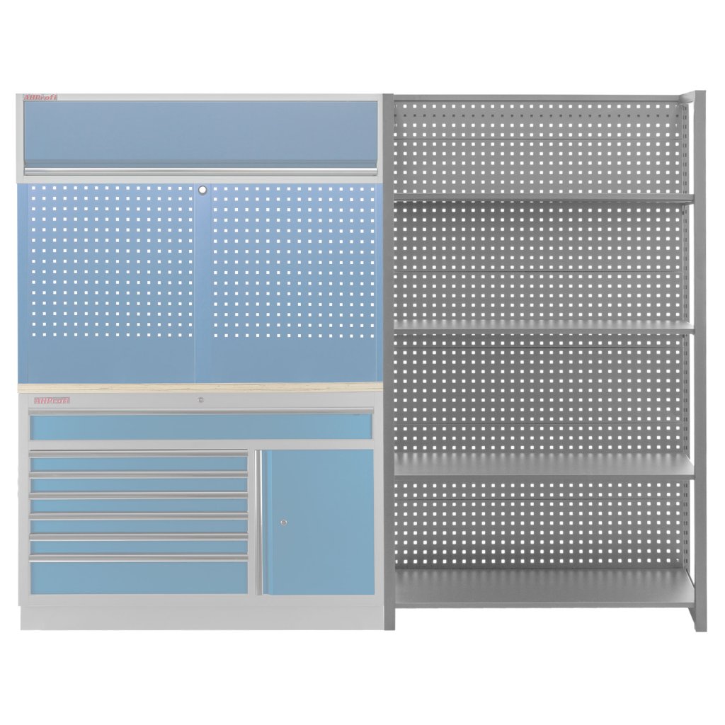 Kovový regál s děrovanou deskou, 1200 x 458 x 2000 mm - MTJA1200