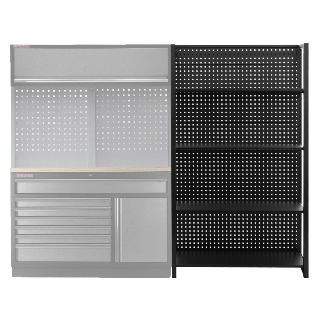 Kovový regál s děrovanou deskou, 1200 x 458 x 2000 mm - TJA1200