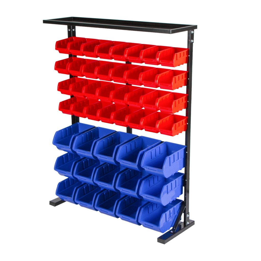 Kovový regál s plastovými boxy 47 ks - SBRF3447