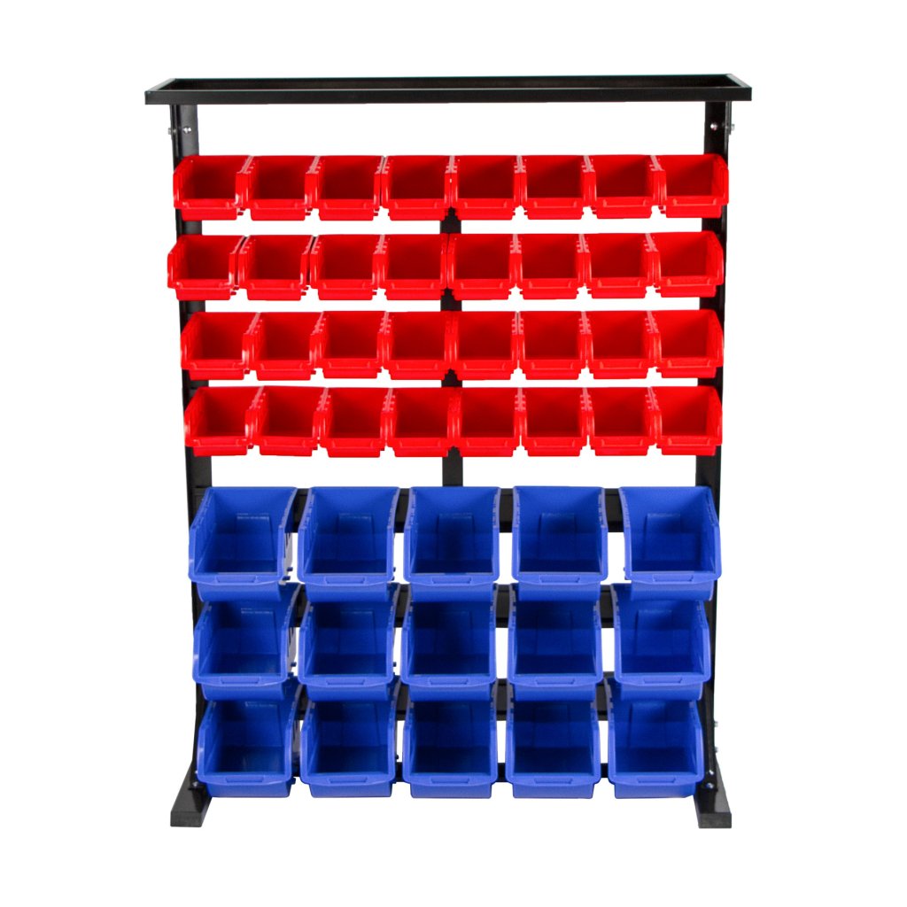 Kovový regál s plastovými boxy 47 ks - SBRF3447