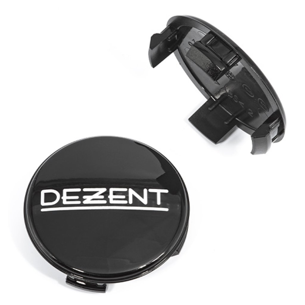 krytka průměr 53/56mm(vnitřní,vnější) plast, logo Dezent, černá, (ZT2020BP), úchyt 4,5mm