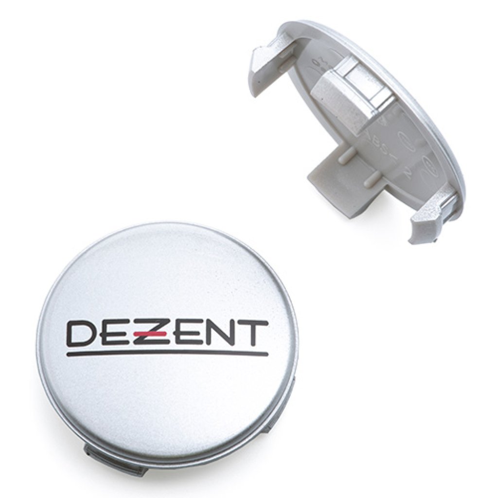 krytka průměr 53/56mm(vnitřní,vnější) plast, logo Dezent stříbrná (ZT2020P), úchyt 4,5mm