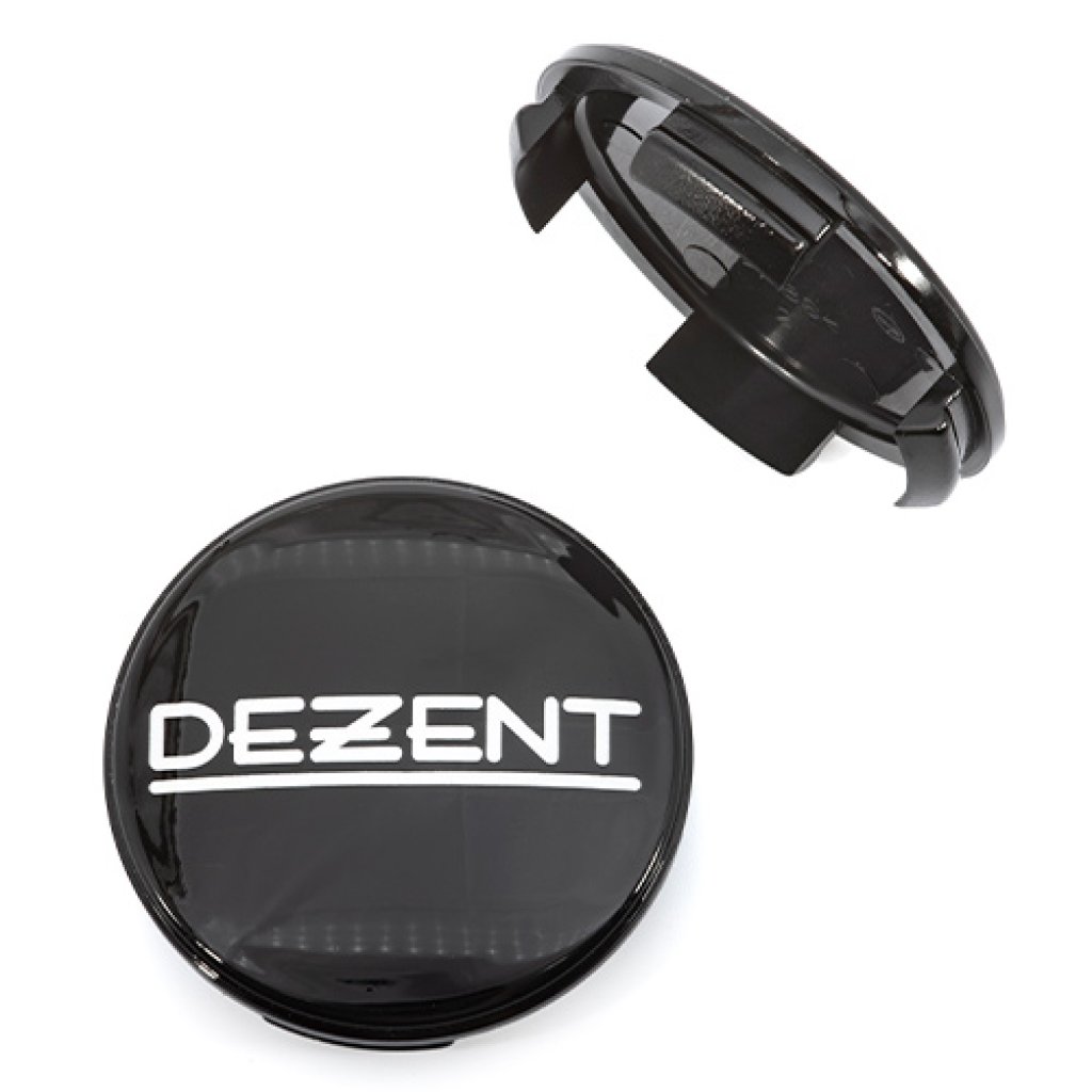 krytka průměr 56/60mm(vnitřní,vnější) plast, logo Dezent černá (ZT2000BP), úchyt 2mm