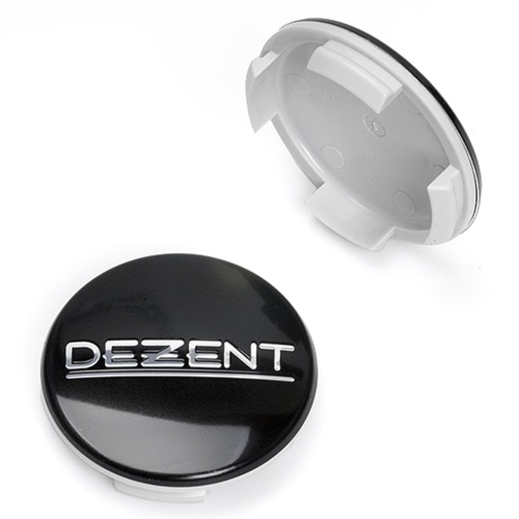 krytka průměr 56/60mm(vnitřní,vnější) plast, logo Dezent černé (ZT2000B), úchyt 2mm