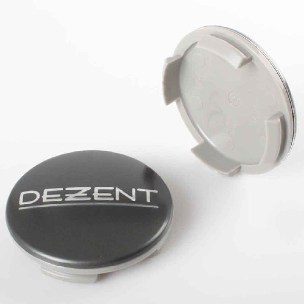 krytka průměr 56/60mm(vnitřní,vnější) plast, logo Dezent gunmet (ZT2010) úchyt 2mm