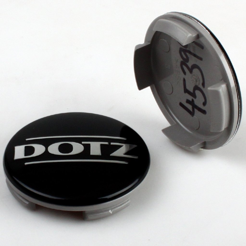 krytka průměr 56/60mm(vnitřní,vnější) plast, logo Dotz černé lesklé (ZO7040A), úchyt 2mm