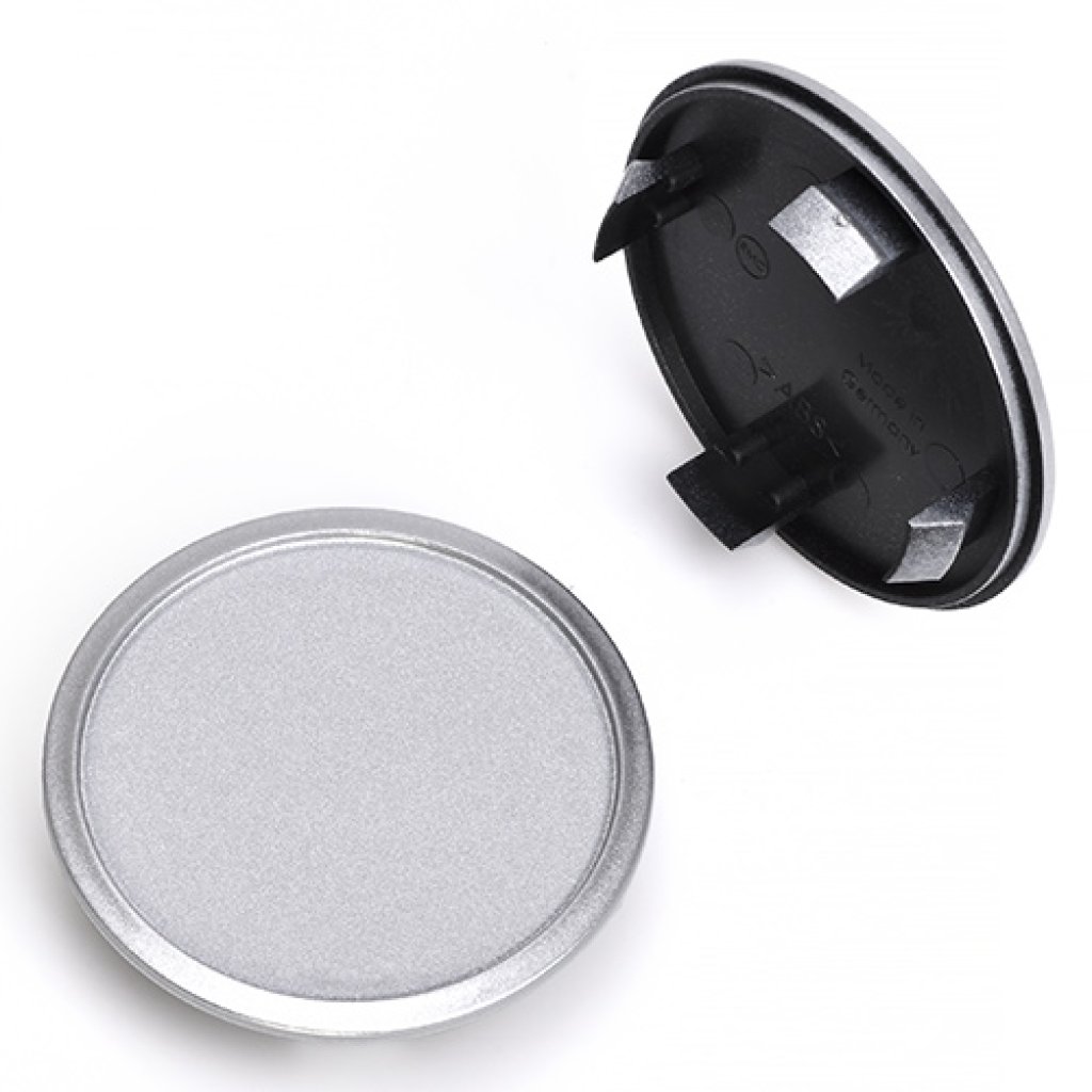 Krytka průměr 56/69mm(vnitřní,vnější) plast stříbrná bez loga Audi (A01_GS), úchyt 2mm