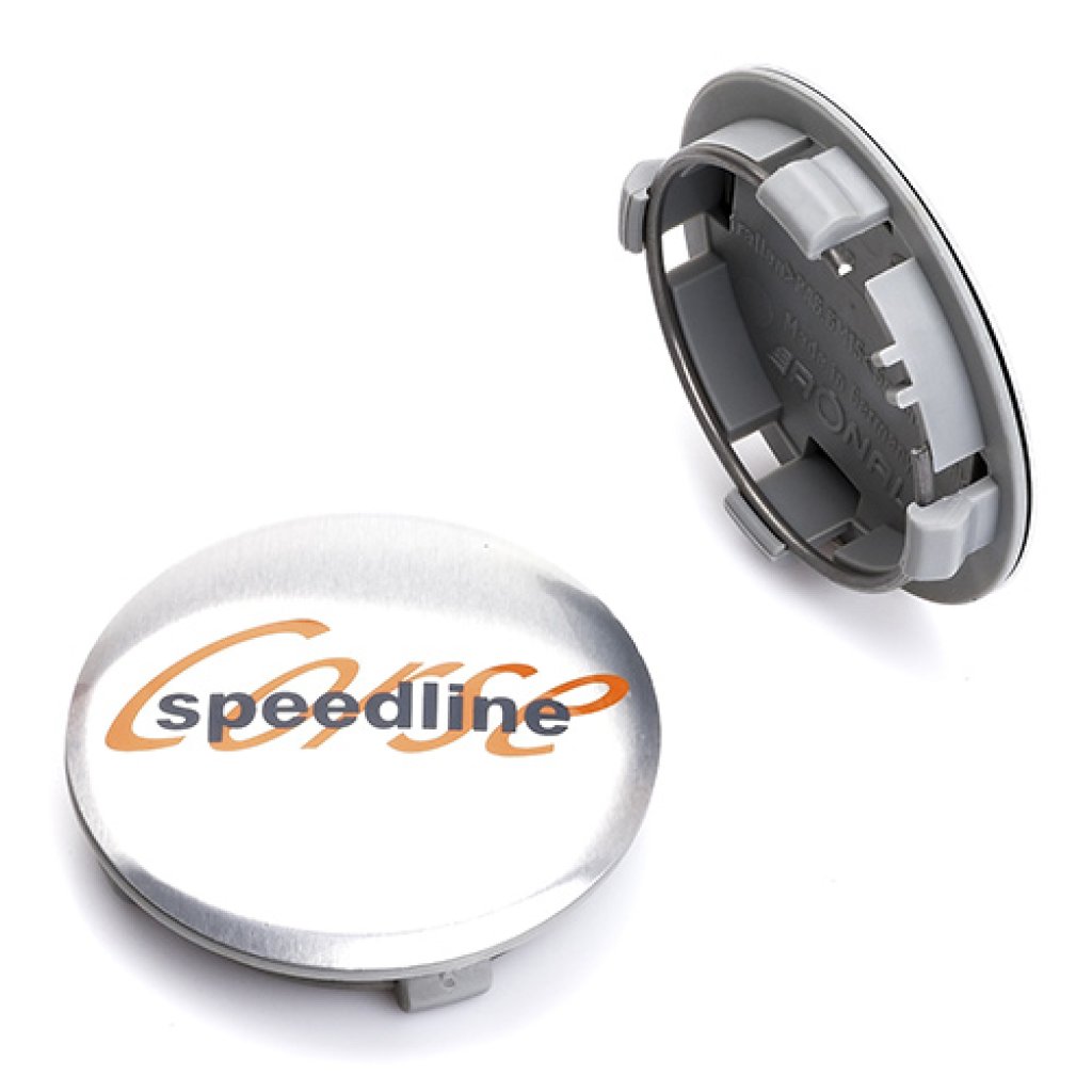 krytka průměr 58/64mm(vnitřní,vnější) Speedline Corse, logo chrom, plast šedý, úchyt 4mm