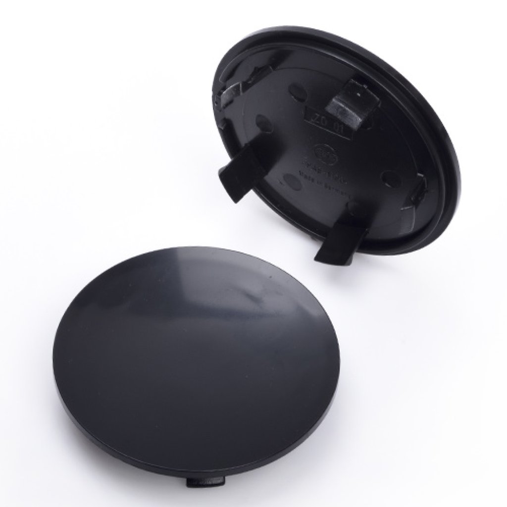 Krytka průměr 60/76mm(vnitřní,vnější) ZD01- PORSCHE plast bez loga černá, úchyt 7mm